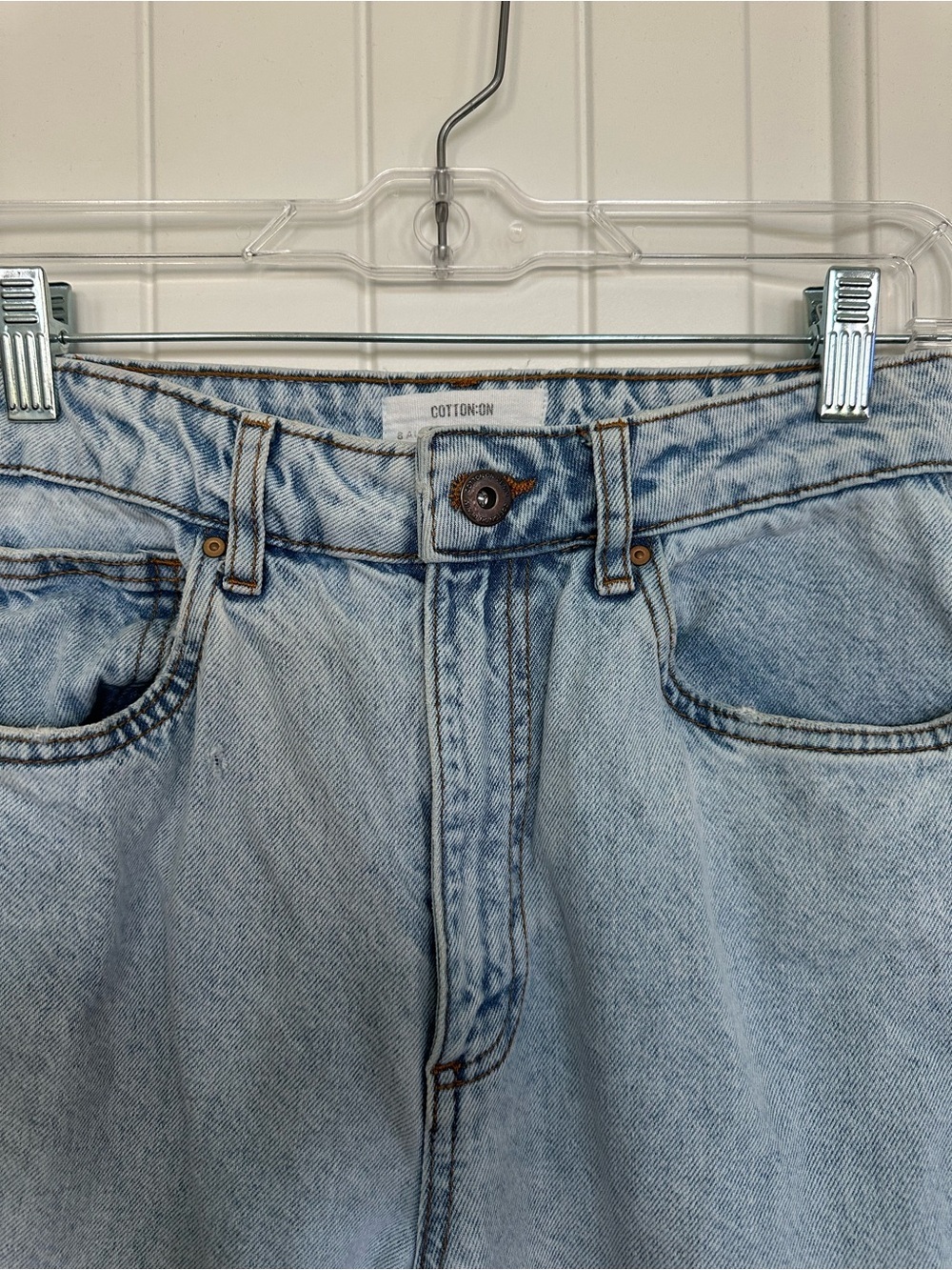 Cotton On Light Blue Distressed Straight Leg Jeans - Picture 3 of 8